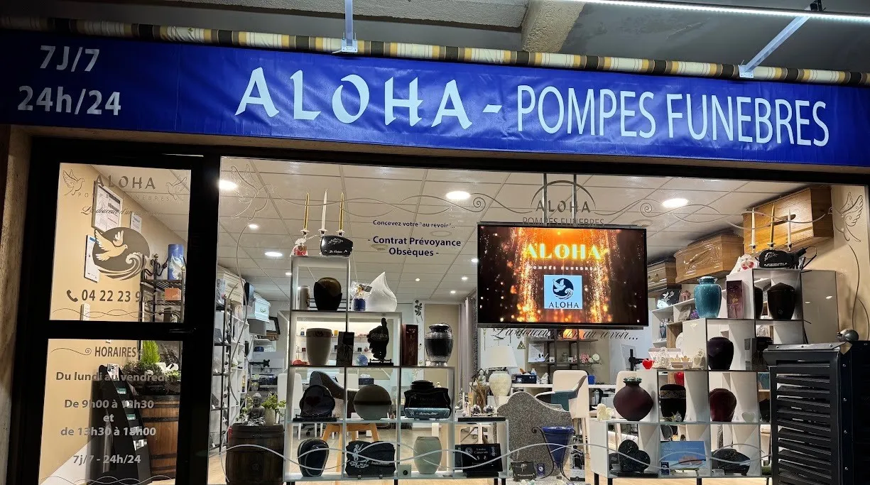 Devanture des pompes funèbres Aloha